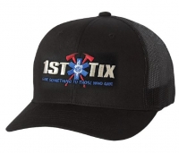 1st Tix Classic Trucker Cap - Black - Embroidered - SNAPBACK